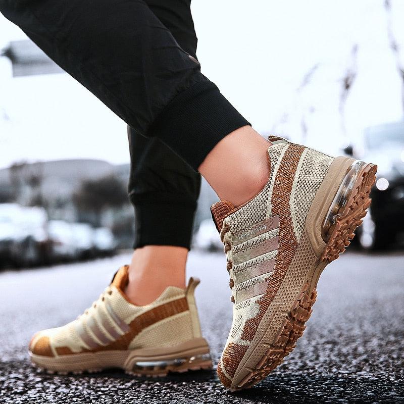 Men's Air Cushion Running Sneakers Breathable Lace-Up Athletic Jogging Shoes