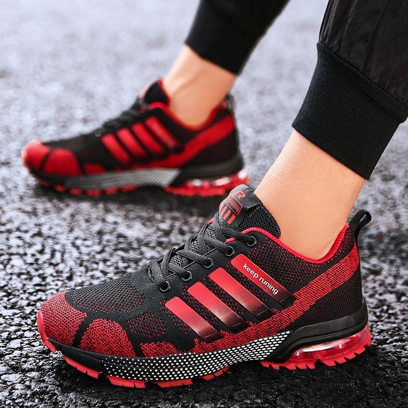 Men's Air Cushion Running Sneakers Breathable Lace-Up Athletic Jogging Shoes