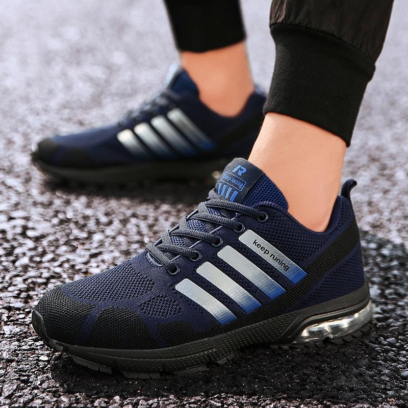 Men's Air Cushion Running Sneakers Breathable Lace-Up Athletic Jogging Shoes