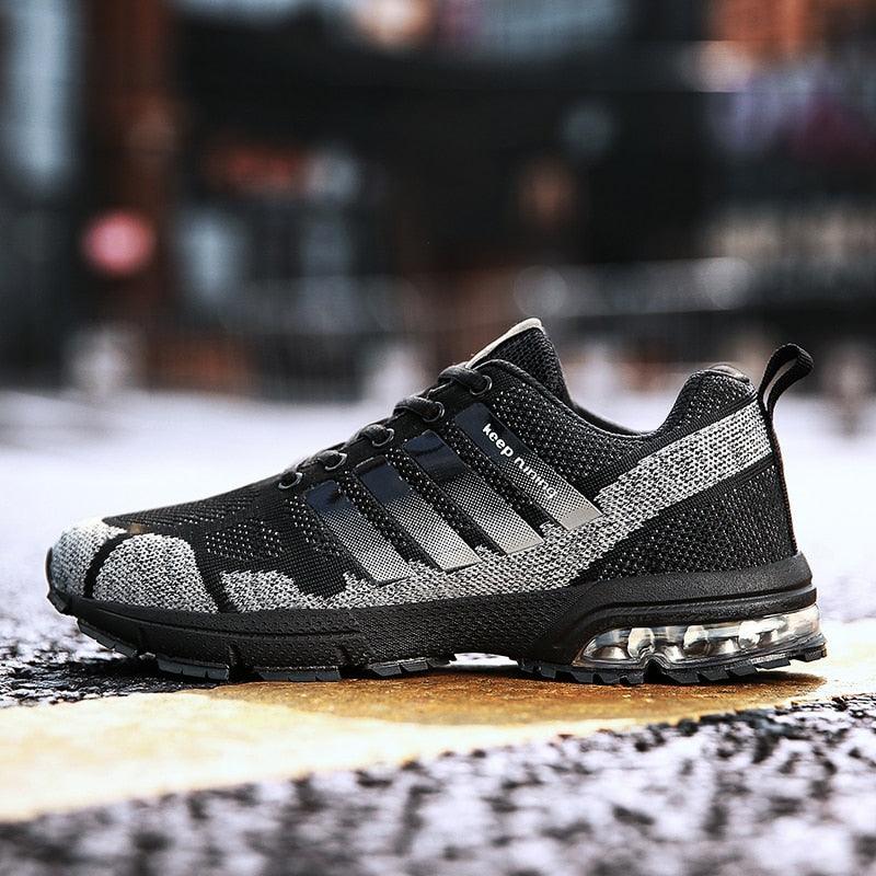 Men's Air Cushion Running Sneakers Breathable Lace-Up Athletic Jogging Shoes