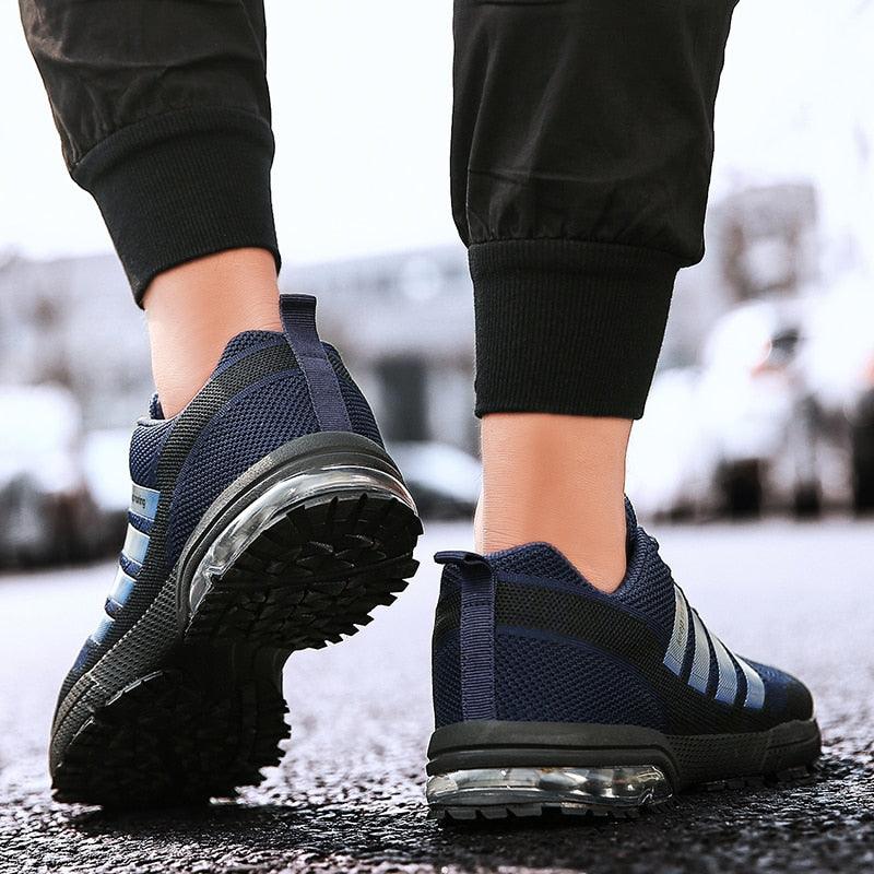Men's Air Cushion Running Sneakers Breathable Lace-Up Athletic Jogging Shoes