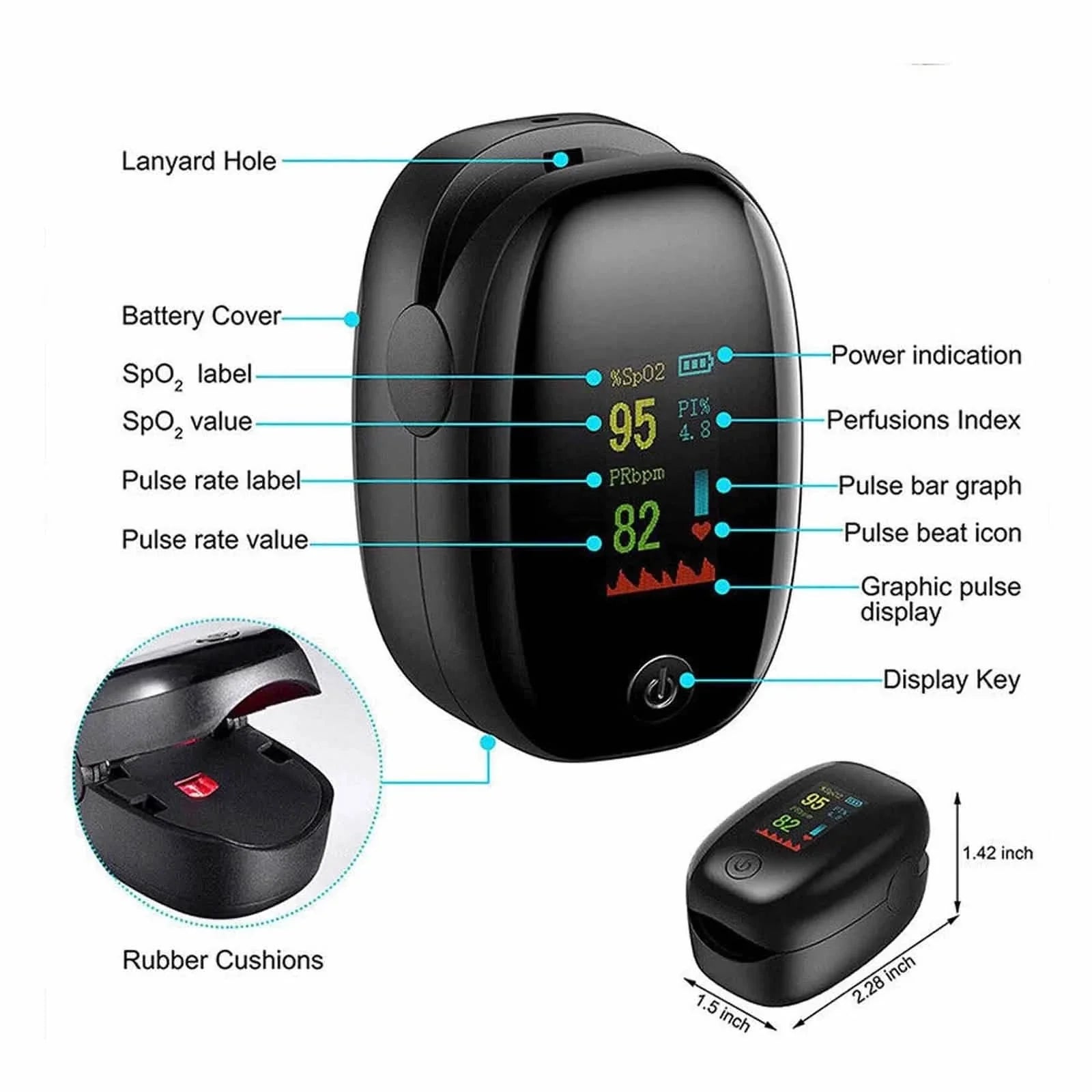Finger Pulse Oximeter Heart Rate SpO2 Monitor